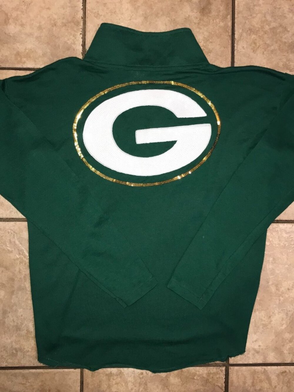 Women's Victoria's Secret 1/4 Zip Sequin Pullover-Green Bay Packers-Size M